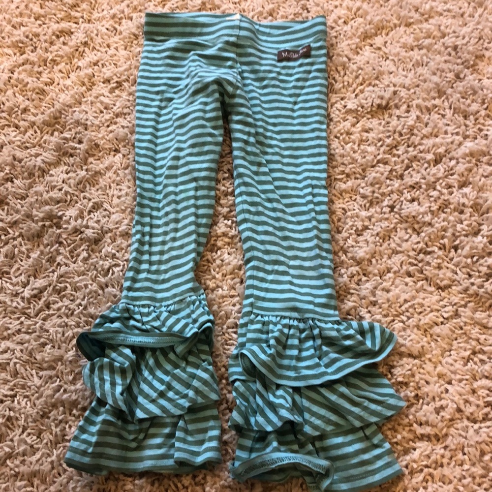 Matilda Jane big ruffles. Blue & green striped.